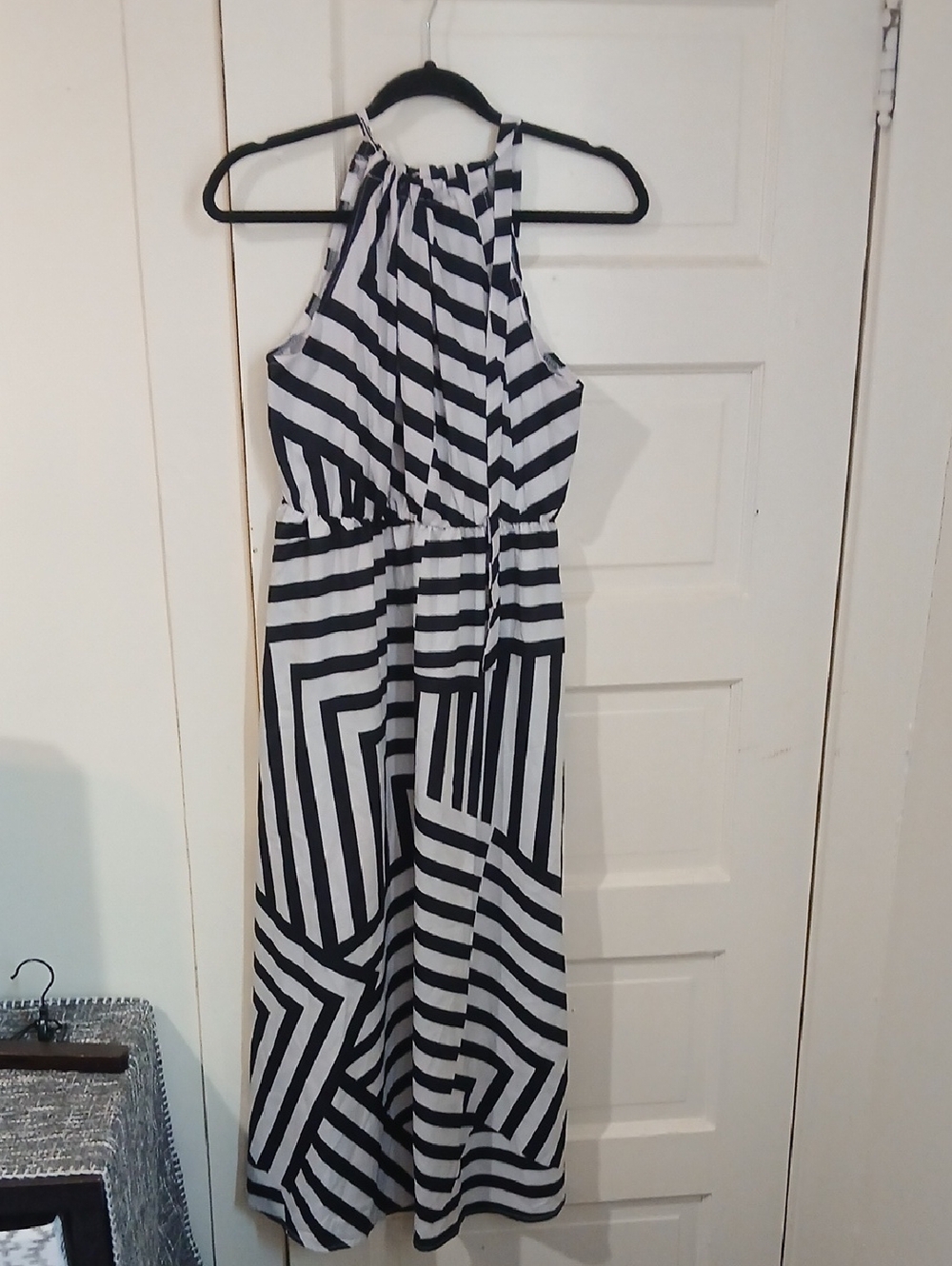 Black & White Striped Halter Jumpsuit